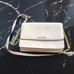 Michael Kors white and gold crossbody bag